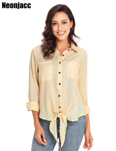 Load image into Gallery viewer, Neonjacc Women's Button Down Shirt Long Sleeve Tie Knot Blouses