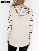 Load image into Gallery viewer, Neonjacc Women's Striped Casual Long Sleeve Top With Leopard Cheetah Print