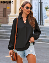 Load image into Gallery viewer, Neonjacc Women's Casual Button Down Loose Shirt Blouses