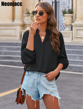 Load image into Gallery viewer, Neonjacc Women's Casual Button Down Loose Shirt Blouses